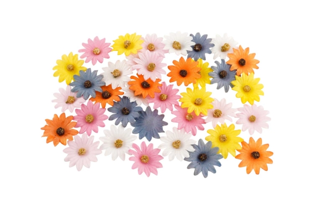 Fleurs en tissu - 36 pièces - Décorations fleurs et feuilles : ajoutez une touche de nature à toutes vos créations - 10doigts.fr