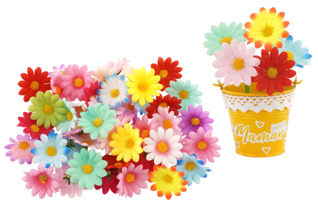 Fleurs en tissu - 50 pcs - Décorations fleurs et feuilles : ajoutez une touche de nature à toutes vos créations - 10doigts.fr