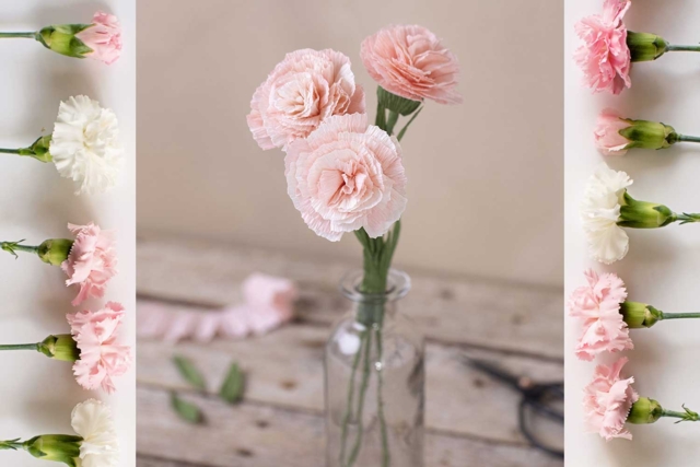 Fleurs roses en papier crépon - Papiers Origami - 10doigts.fr