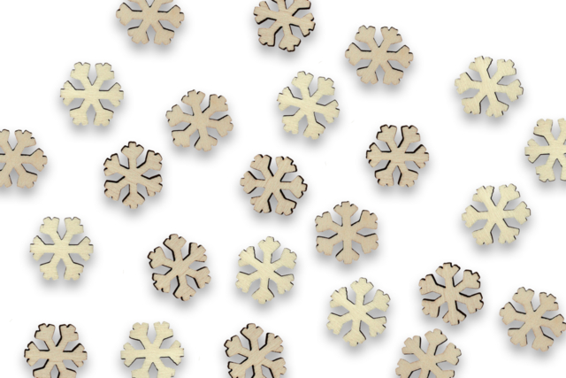 Flocon bois 2,5 x 0,3 cm x 50 pcs
 - Décorations en bois brut : tranches et bois naturel déco - 10doigts.fr