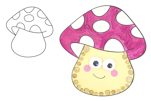 forme champignon à colorier - Supports en papier - 10doigts.fr