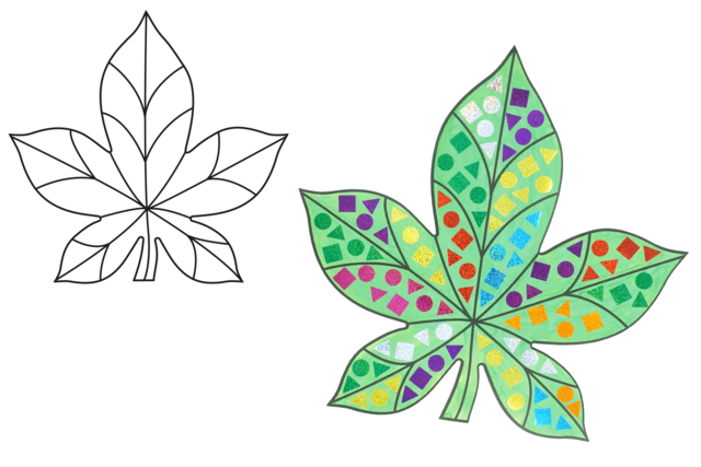 forme feuille à colorier - Supports en papier - 10doigts.fr