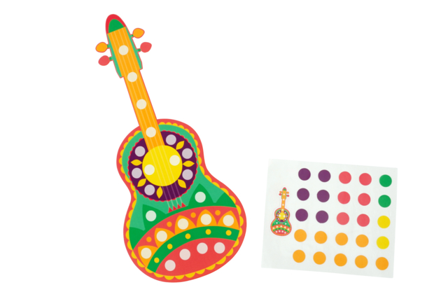 Formes Carnaval + gommettes - guitare - Kits créatifs Carnaval - Activités manuelles et de bricolage pour Carnaval - 10doigts.fr
