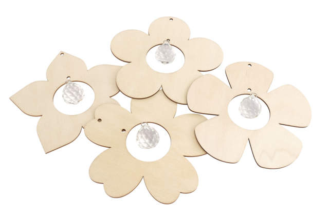 formes fleurs attrape soleil - Suspensions et déco murale en bois à décorer - 10doigts.fr
