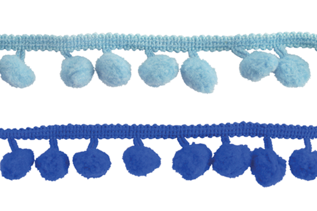 galon pompon bleu - Rubans - 10doigts.fr