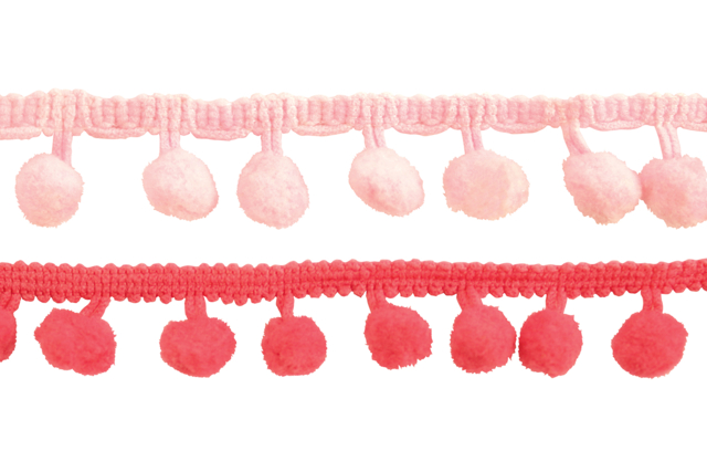 galon pompon rose - Rubans - 10doigts.fr