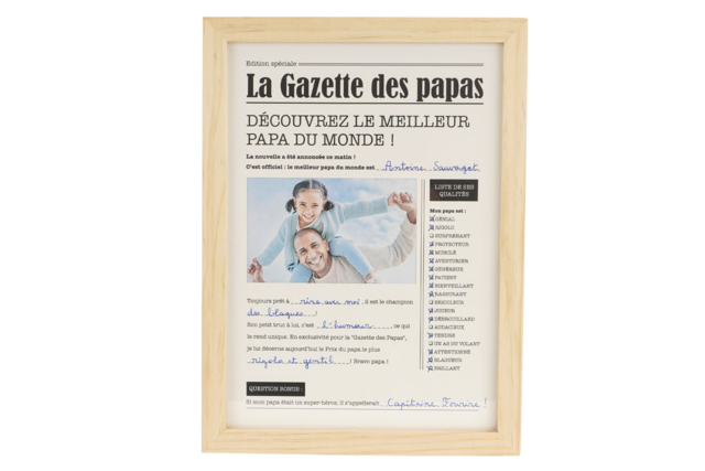 Gazette Papa + cadre - Cadres et clips photos : des supports uniques pour afficher vos souvenirs - 10doigts.fr