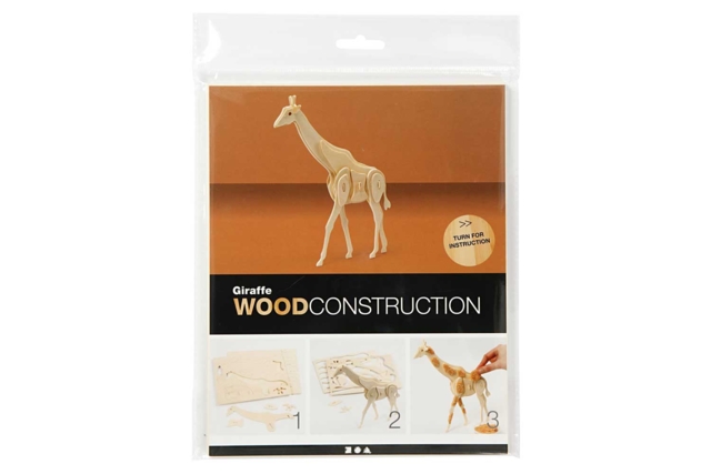 Girafe 3D en bois naturel à monter - Maquettes en bois - 10doigts.fr