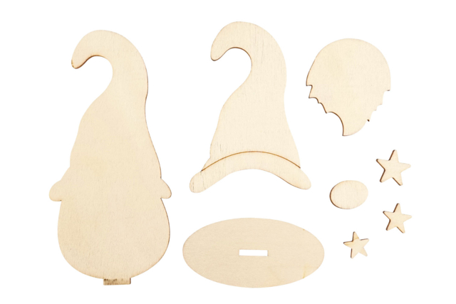 Gnome sur socle bois - Décorations de Noël en bois à décorer - 10doigts.fr