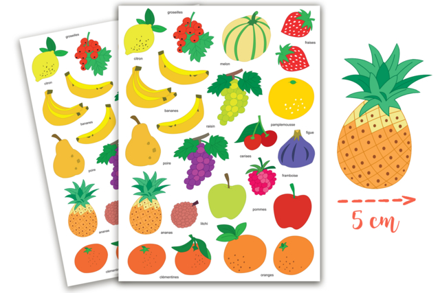 gomettes fruits ananas - Gommettes Fleurs, Fruits et Légumes - 10doigts.fr
