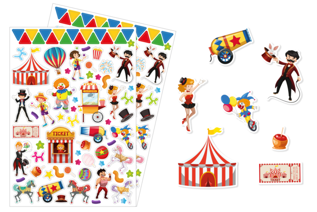 Gommette Cirque Enfant - Gommettes anniversaire : décorez et animez vos fêtes d'enfants - 10doigts.fr