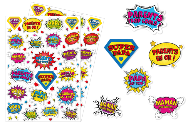 Gommette super parents - Gommettes Fête des parents : personnaliser vos cadeaux avec amour - 10doigts.fr
