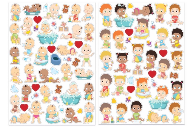 Gommettes "Bébés" - (2 planches) - 1 set (2 planches) - Gommettes Bébé : nos supports s'amuser à coller des images dès le 1er âge - 10doigts.fr