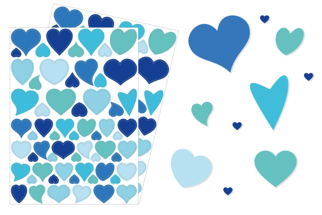 gommettes coeur bleu - Gommettes cœur : des cœurs adhésifs pour vos activités créatives - 10doigts.fr