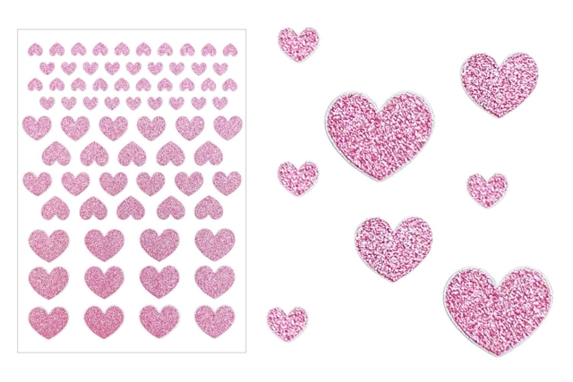 Gommettes “Coeurs à paillettes“ - Rose - Gommettes cœur : des cœurs adhésifs pour vos activités créatives - 10doigts.fr
