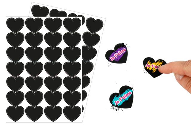 Gommettes cœur message à gratter - 2 planches - Gommettes à colorier et à gratter pour des activités créatives originales - 10doigts.fr
