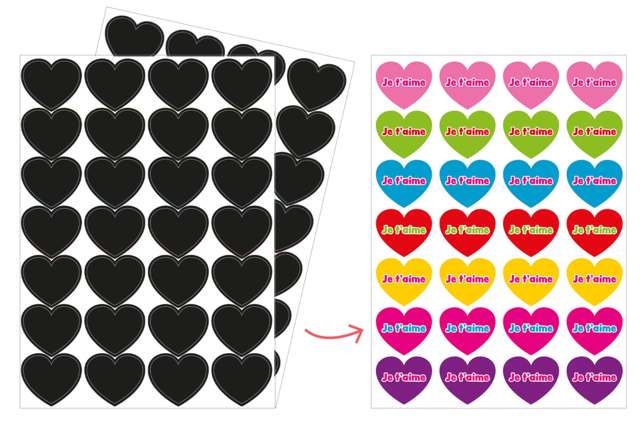 Gommettes cœur message à gratter  - Gommettes à colorier et à gratter pour des activités créatives originales - 10doigts.fr