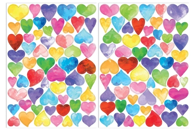 Gommettes cœurs aquarelle  - Gommettes Fête des parents : personnaliser vos cadeaux avec amour - 10doigts.fr