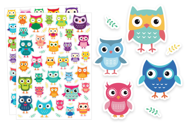 gommettes hiboux - Des gommettes animaux pour créer et apprendre dès la maternelle - 10doigts.fr