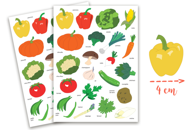 gommettes légumes - Gommettes Fleurs, Fruits et Légumes - 10doigts.fr