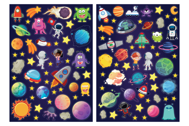 gommettes l'espace - Gommettes Histoires et décors - 10doigts.fr