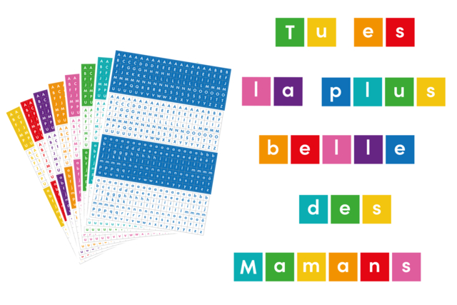 gommettes lettres alphabet minuscules - Gommettes Alphabet, messages - 10doigts.fr