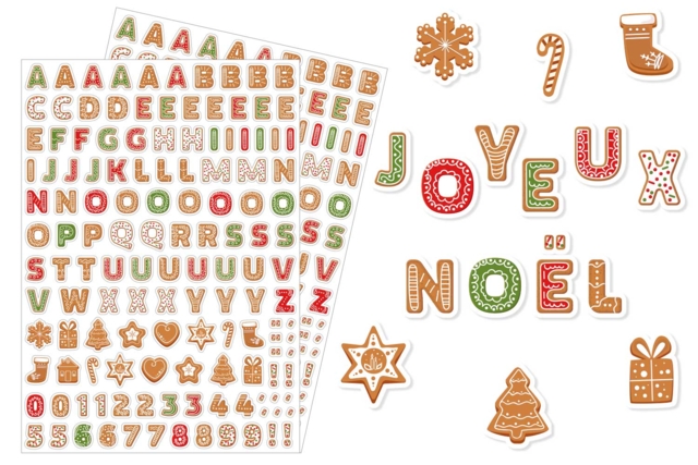 Gommettes lettres de Noël en pain d'épice - Gommettes de Noël : autocollants et stickers créatifs pour enfants - 10doigts.fr