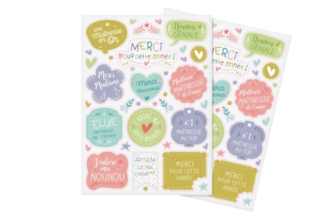 Gommettes "merci maîtresse" - 74 pcs - Stickers fantaisies : personnalisez toutes vos créations - 10doigts.fr