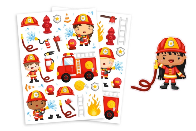 Gommettes pompiers - 80 pcs - Gommettes transports, métiers et chantier pour inventer et créer - 10doigts.fr
