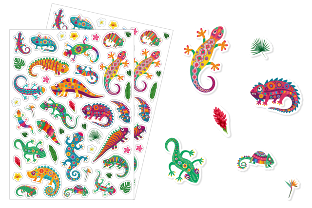Gommettes reptiles - 1 set (2 planches) - Des gommettes animaux pour créer et apprendre dès la maternelle - 10doigts.fr