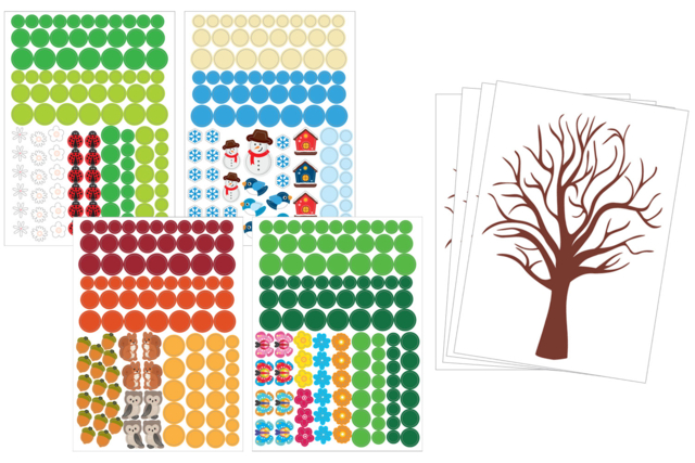 gommettes saisons et arbres - Gommettes pédagogiques : apprendre, grandir et s'éveiller par le jeu - 10doigts.fr