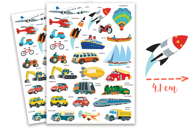 gommettes stickers transport - Gommettes transports, métiers et chantier pour inventer et créer - 10doigts.fr