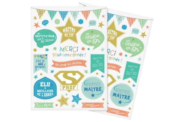 Gommettes "Super prof" - 78 pcs - Stickers fantaisies : personnalisez toutes vos créations - 10doigts.fr