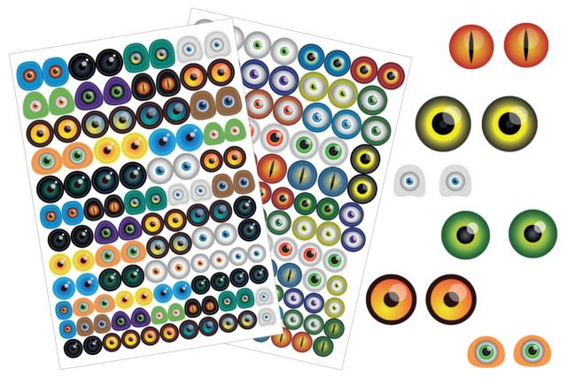 gommettes yeux de monstres - Gommettes yeux, visages et smileys pour des créations pleines d’expression - 10doigts.fr