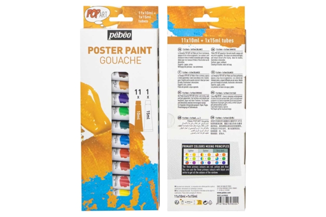 gouache pébéo pop art - Peinture gouache liquide : des couleurs vives qui s'enlèvent à l'eau - 10doigts.fr
