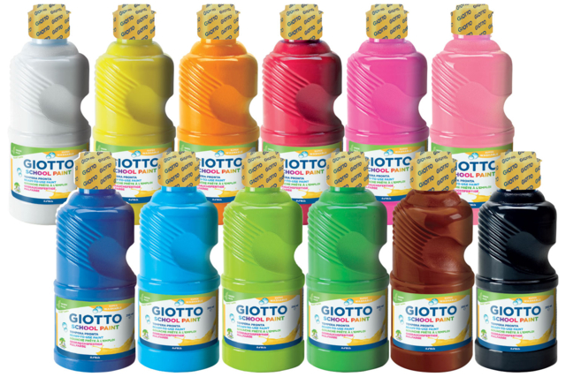 gouache qualité giotto 250 ml - Peinture gouache liquide : des couleurs vives qui s'enlèvent à l'eau - 10doigts.fr