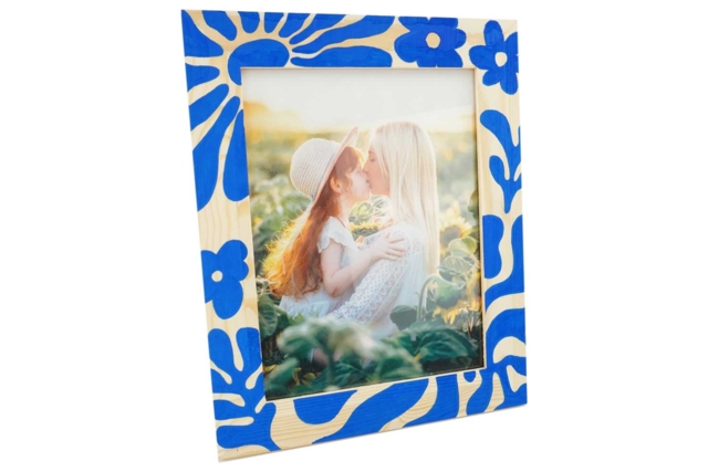 grand cadre fleurs bleues - Cadres photo en bois à décorer - 10doigts.fr