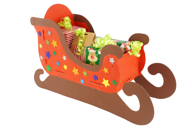 grand traîneau en carton blanc noel - Supports de Noël - 10doigts.fr