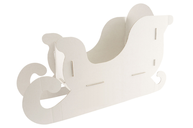 grand traîneau en carton blanc - Supports de Noël - 10doigts.fr