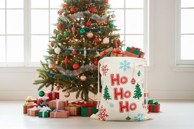 Grande Hotte du Père Noël en Coton - Supports de Noël - 10doigts.fr