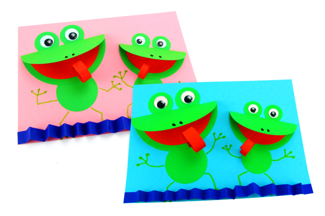 Grenouilles 3D en papier - Papiers colorés - 10doigts.fr