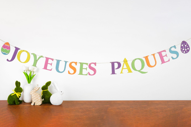 guirlande en bois joyeuses pâques - Supports de Pâques à décorer - 10doigts.fr