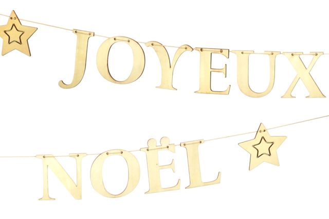 guirlande joyeux noël en bois - Décorations de Noël en bois à décorer - 10doigts.fr
