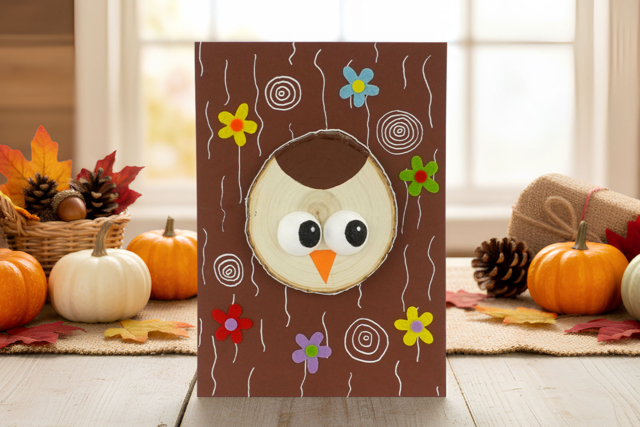 Hibou caché dans son arbre - Décorations de Noël en bois à décorer - 10doigts.fr