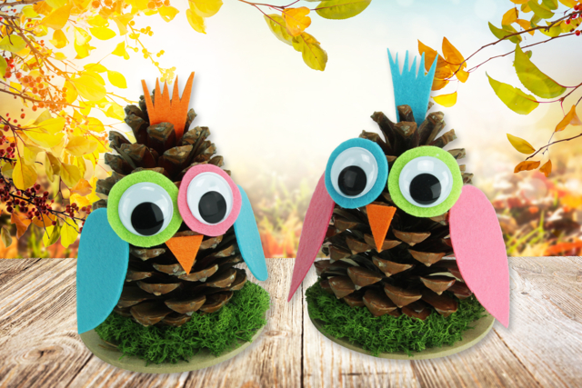 Hibou pomme de pin - Feuilles de feutrine - 10doigts.fr