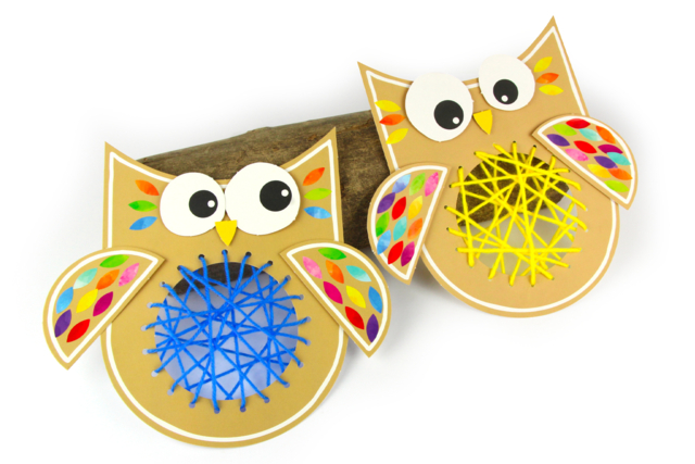 hiboux à tisser - Kits créatifs d'automne : des activités clé en main pour les enfants - 10doigts.fr