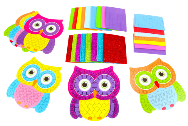 hiboux et mosaiques - Mosaïques papier, mousse - 10doigts.fr
