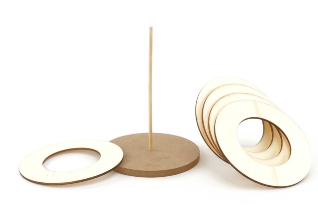 Jeu d'anneaux en bois à monter - Jeux et Jouets en bois à décorer - 10doigts.fr