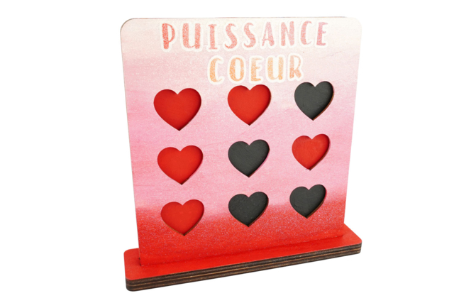 jeu puissance coeur en bois et pions - Jeux et Jouets en bois à décorer - 10doigts.fr