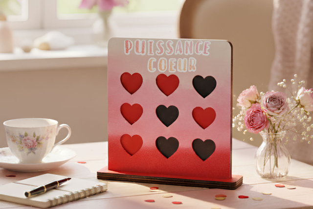 jeux puissance coeur en bois st valentin - Jeux et Jouets en bois à décorer - 10doigts.fr
